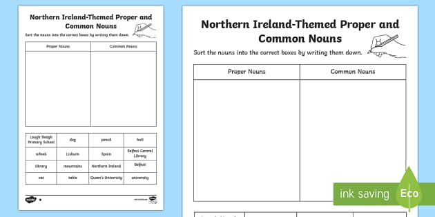common and proper noun sort worksheet