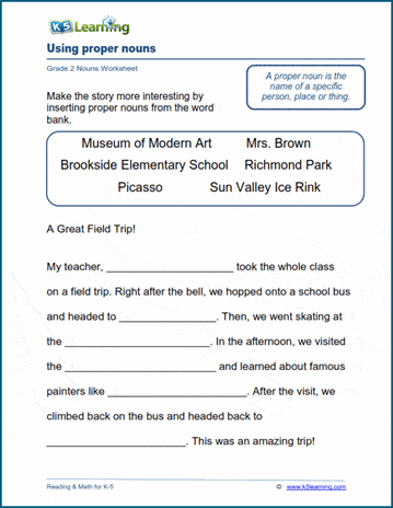 Proper nouns worksheets | Worsheets library