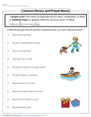 Common and Proper Nouns Worksheets