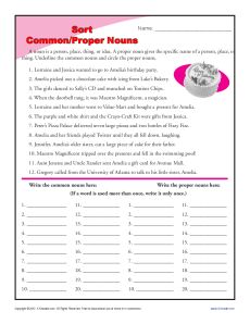common and proper nouns worksheet 3rd grade