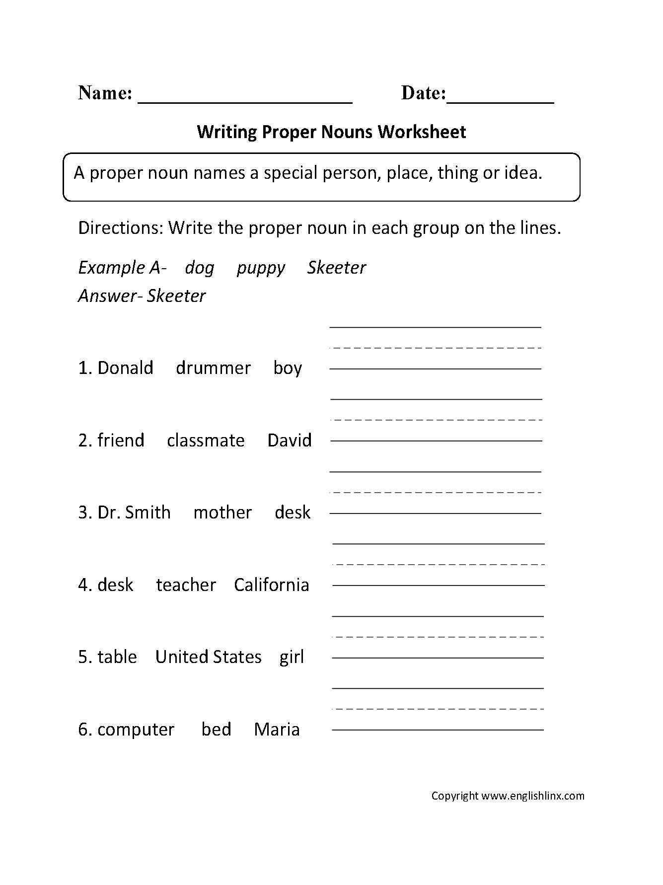 common and proper nouns worksheet 3rd grade