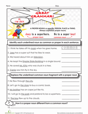 common and proper nouns worksheet 6th grade