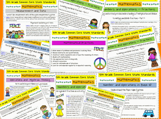 5th Grade Math CCSS (Common Core State Standards) Printable ...