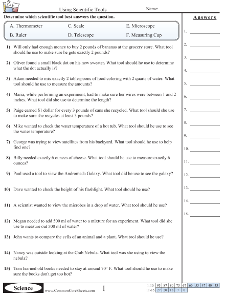 common core 5th grade science worksheet