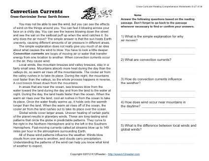Convection Currents - Reading Worksheets, Spelling, Grammar ...