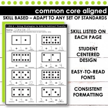 Addition and Subtraction Fluency Worksheets First Grade Math 1.OA ...