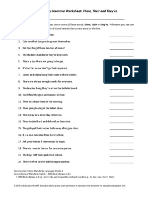 Common Core Grammar Worksheet:: Name | PDF | Communication | Cognition