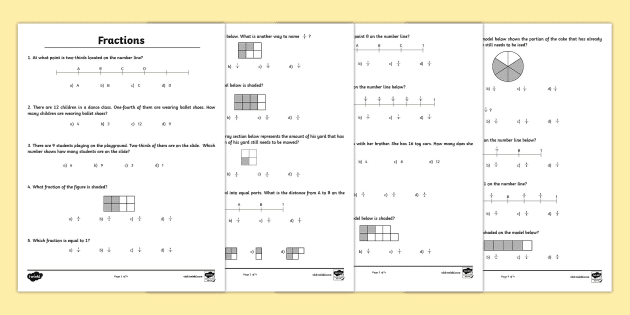 3rd-Grade Fraction Review Worksheet | Math | Twinkl USA