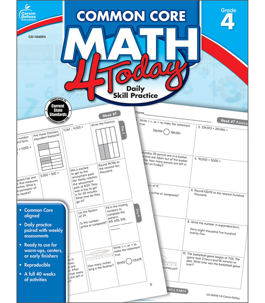 Grade 4 Common Core Math 4 Today Workbook Paperback
