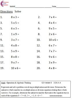 common core math worksheet 3rd grade