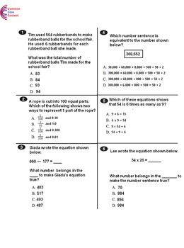 4th Grade Common Core Math Assessment Form A - Mirrors Common Core ...