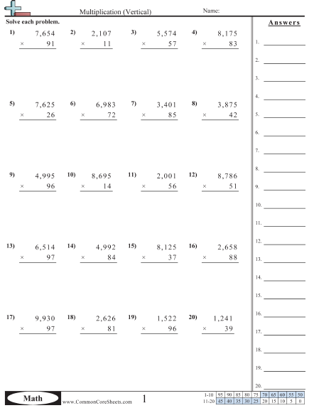 common core math worksheet 5th