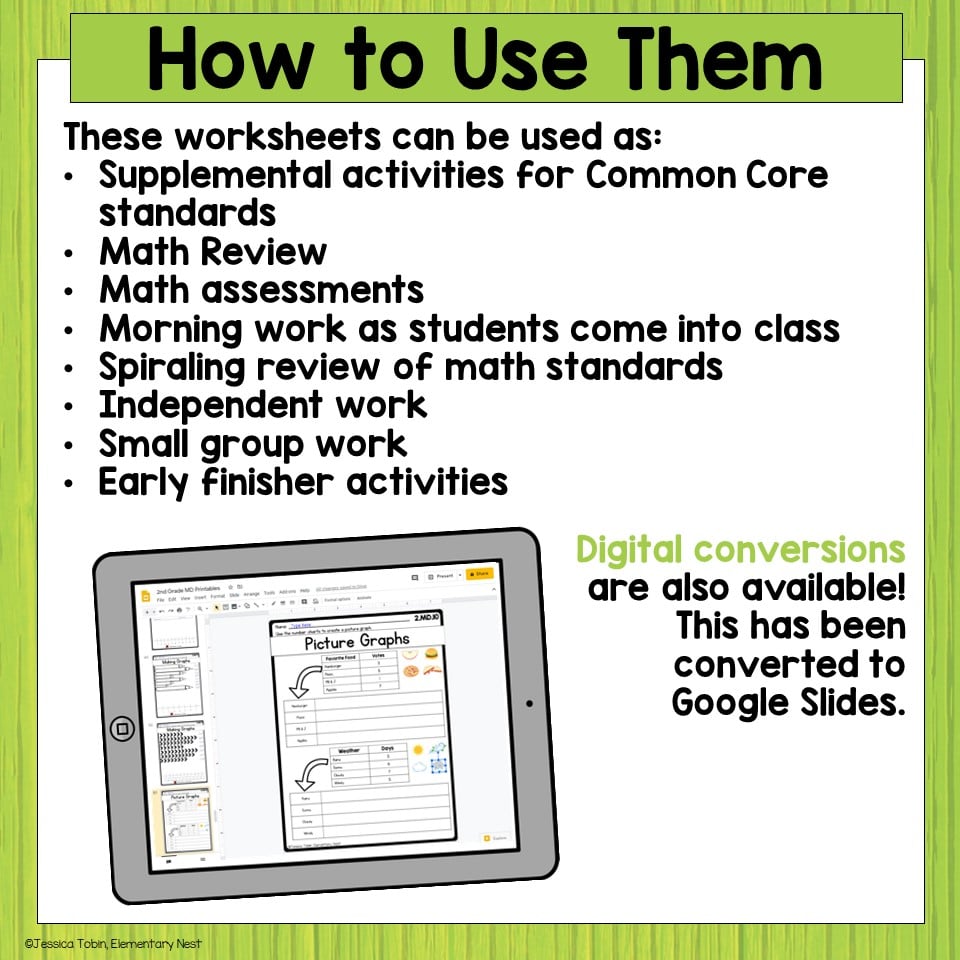 2nd Grade Measurement and Data Math Worksheets - Elementary Nest