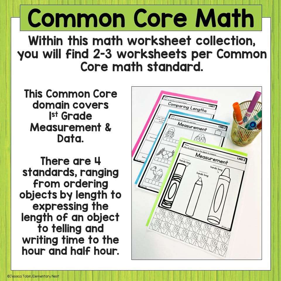 1st Grade Measurement and Data Math Worksheets - Elementary Nest