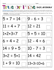 Simply SWEET TEAching: Common Core True &  False Equations Freebie ...