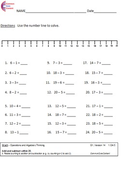 First Grade Common Core Math Worksheets 1.OA.A.3, 1.OA.A.4, 1.OA.A.5