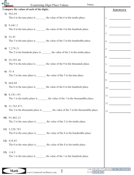 Value &  Place Value Worksheets | Free - Distance Learning ...