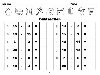 common core subtraction worksheet 1st