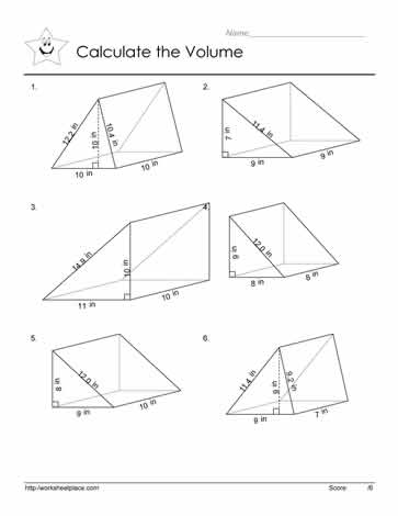 Triangular Prism Area Worksheets