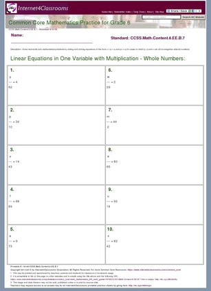 common core worksheet 7 3 practice 6th grade math