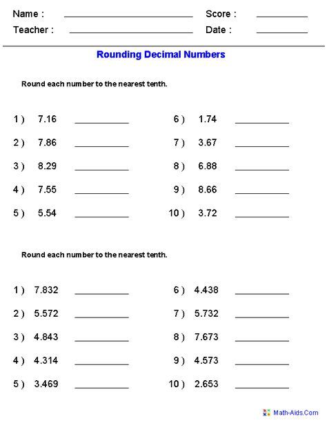 Rounding Worksheets with Decimals This worksheet was built to ...