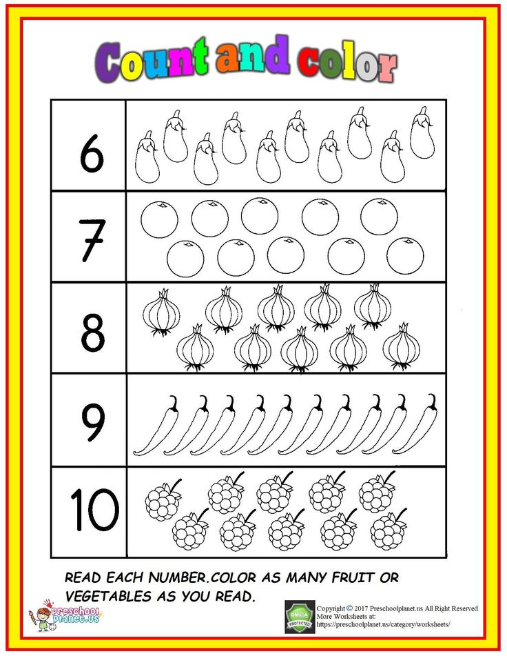 number count and color 6-10 worksheet | Preschool worksheets ...