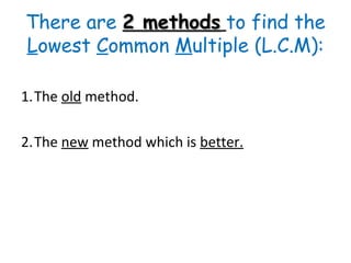 Lowest common multiple of a number | PPT