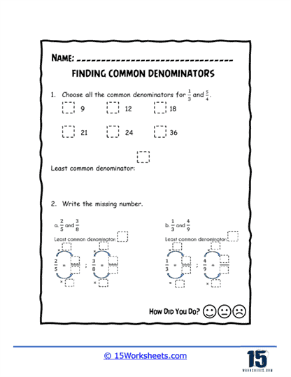 Common Denominators Worksheets - 15 Worksheets Library