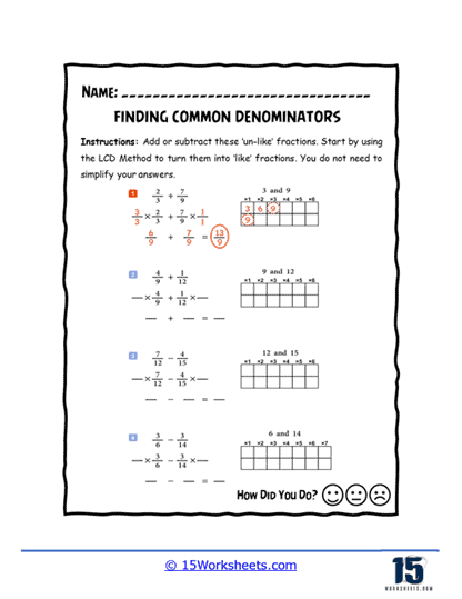 Common Denominators Worksheets - 15 Worksheets Library