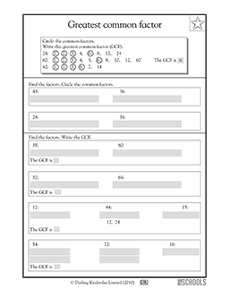 Greatest common factor | 4th grade Math Worksheet | GreatSchools
