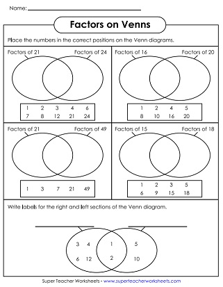 Factors Worksheets