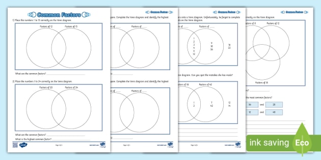 Common Factors Worksheet (teacher made) - Twinkl