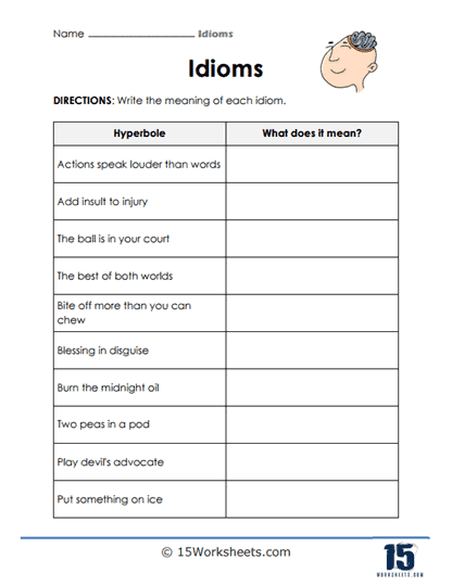Idioms Worksheets - 15 Worksheets Library