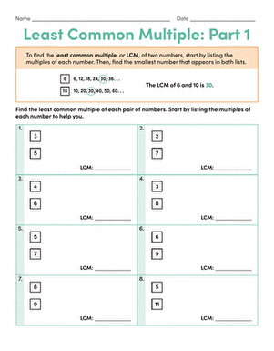 Least Common Multiple: Part 1 | Interactive Worksheet 