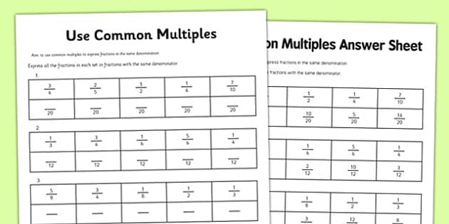 Year 6 Use Common Multiples Worksheet / Worksheet - Twinkl