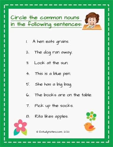 common noun worksheet 1st grade