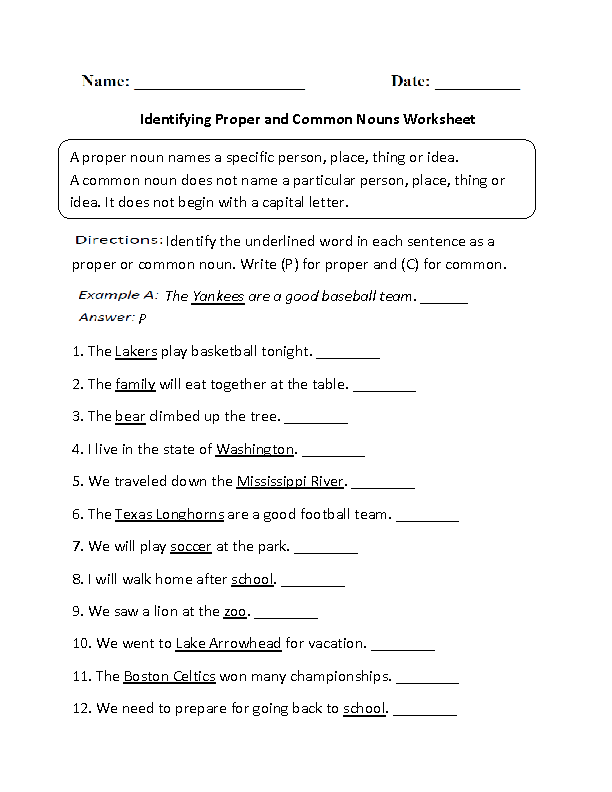 Proper And Common Nouns Worksheets Re-Writing Proper And, 53% OFF