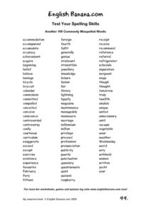 commonly misspelled words middle school worksheet