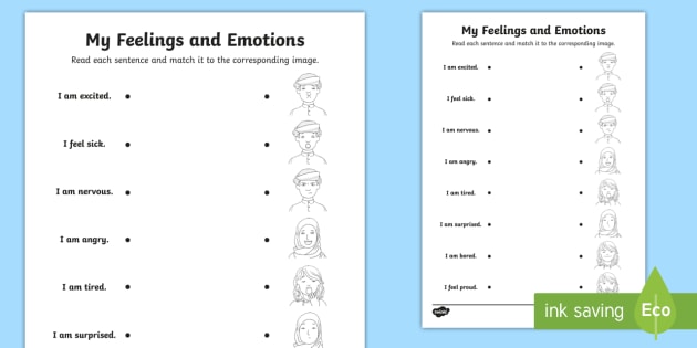 Emotions and Feelings Matching Worksheet (teacher made)