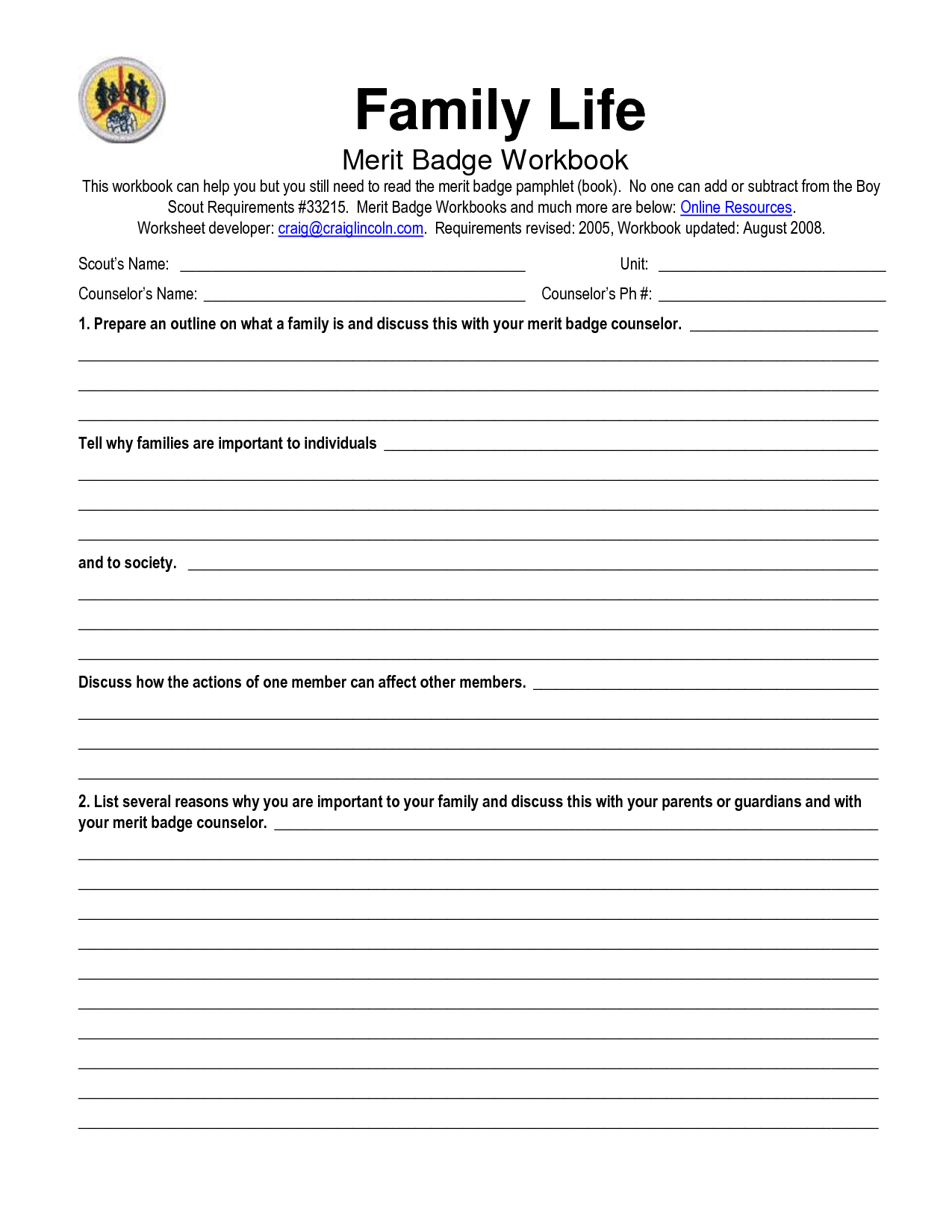 Communication Merit Badge Worksheet