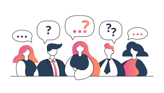 Premium Vector | People with question signs discussing or with ...