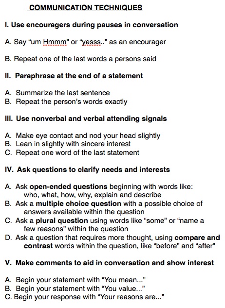 Communication Techniques Job Aid