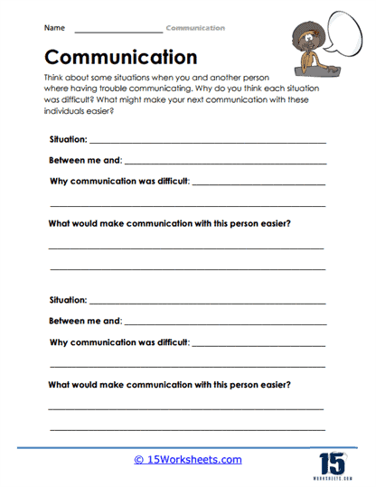 communication worksheet for adults