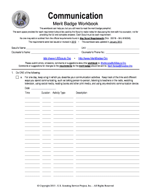 Communication. Merit Badge Workbook - Troop366 2020-2024 - Fill ...