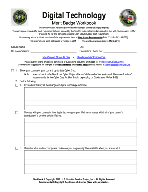 Digital Technology Merit Badge Worksheet Pdf - Fill and Sign ...