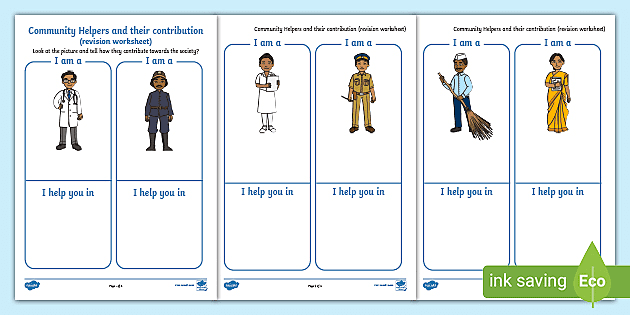 Community Helpers - Revision Worksheet (teacher made)