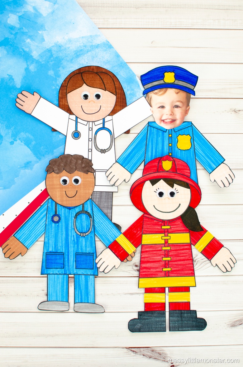 Community Helpers Craft - Template Included - Messy Little Monster