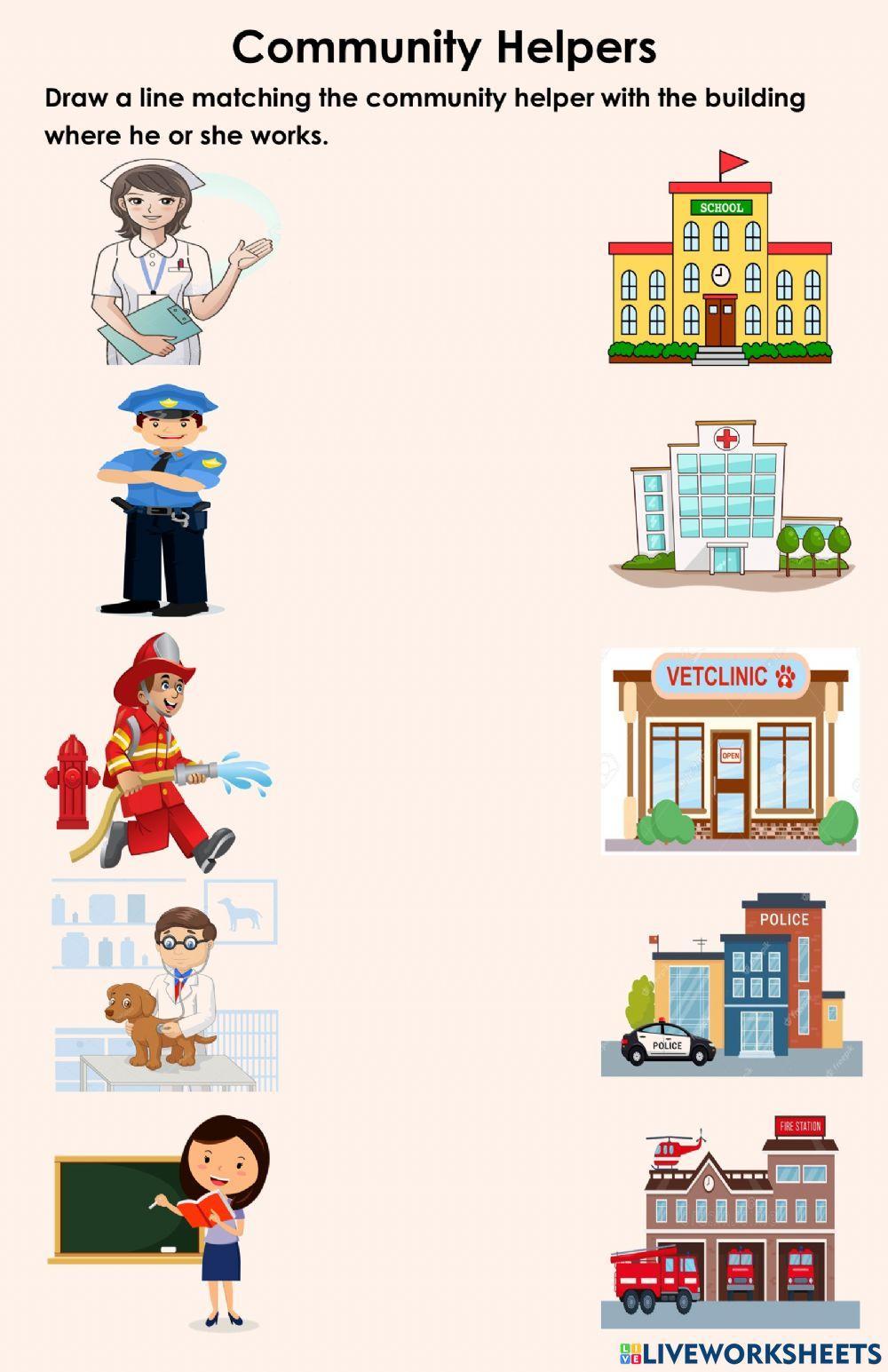 Community Helpers interactive worksheet for Kindergarten | Live ...