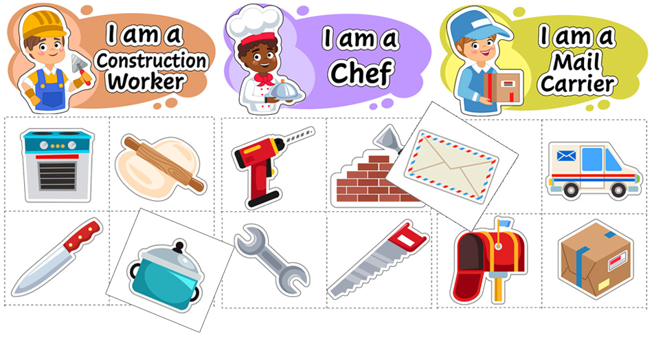 Community Helpers Preschool Matching Game. TeachersMag.com - Worksheets ...