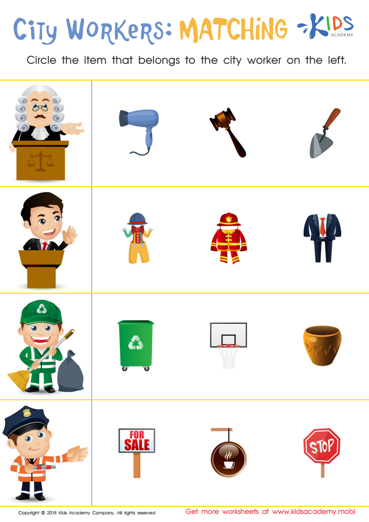 Community Helper Tools Matching Worksheet - Have Fun Teaching ...